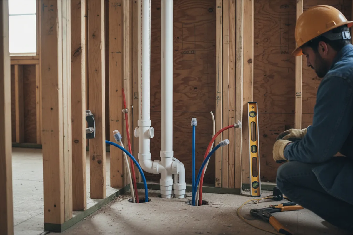 Drain and supply rough-in during Drain Cleaning in Willow Spring